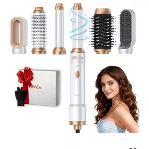 UKLISS 6 in 1 Air Styler Hair Dryer Brush with Air Curling Wands